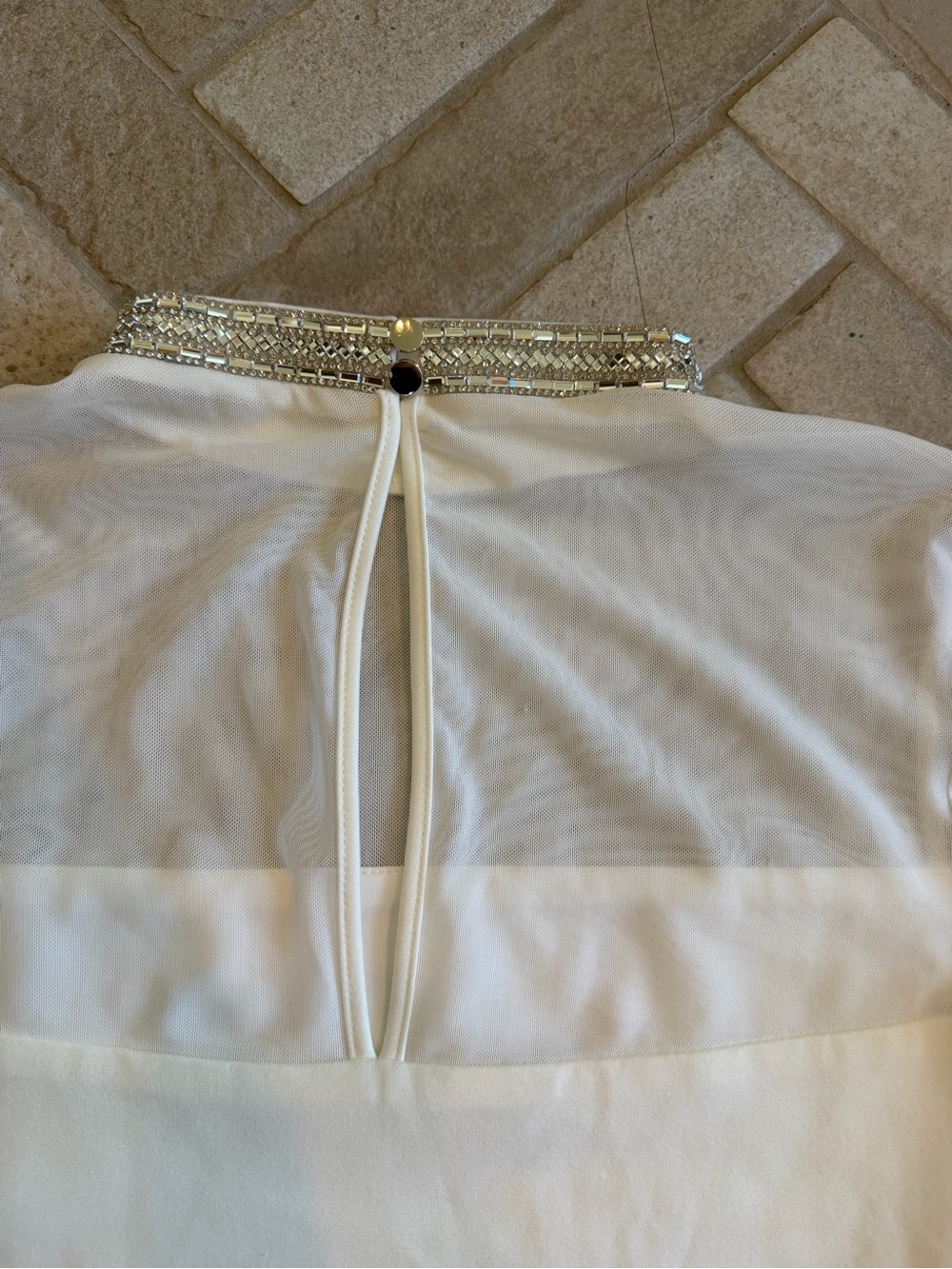 bebe Crystal Mesh Mini Dress Bright White NWT Size S Rhinestone Bodycon - Picture 11 of 13